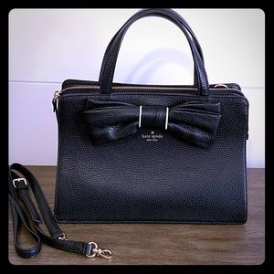 kate spade black pebble stone bow purse